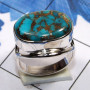 Blue Copper Turquoise D - PSR858-Factory Made Pain Setting Ring Sterling Silver 925 Handma