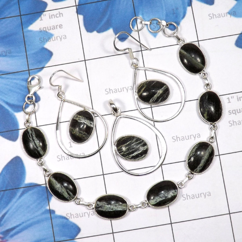 3 Pcs Serpentine Set O - SBP919-Wholesale Bejal Bracelet Earring Pendant 925 Sterling Sil