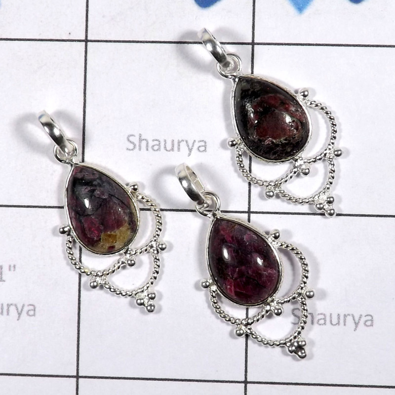 3 Pcs Eudialyte Pendant A - SBP904-Bejal Eudialyte 925 Sterling Silver Handmade Jewellery Co 3 Pcs Eudialyte Pendant A - SBP904-Bejal Eudialyte 925 Sterling Silver Handmade Jewellery Co