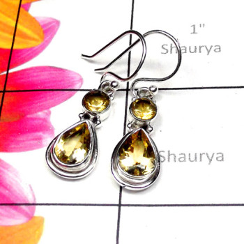 Citrine A - SDE991-Exclusive Silver Multi Gemstone Fabulous Earring