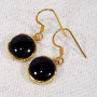 Black Onyx Cab K - BGE994-10mm Round Cabochon Gemstone 925 Sterling Silver 18 crt G