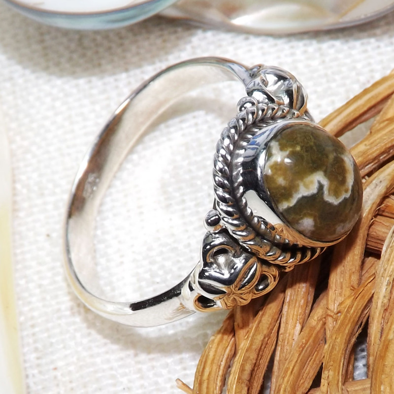 Rhyolite A - BDR984-9X7MM Oval Geniune Gemstone Beautiful Designed Rings With Rhyolite A - BDR984-9X7MM Oval Geniune Gemstone Beautiful Designed Rings With