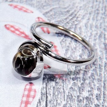 Turtella Jasper B - BDR983-7x7mm Round Shape Natural Gemstones Rings of 925 Sterling