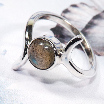 Labradorite Cab D - BDR981-Wonderful Rings of 7x7MM Round Natural Gemstone With 925