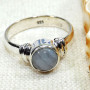 Blue Lace Agate G - BDR971-6X6MM Round Rings of 925 Sterling Silver With Geniune Gem