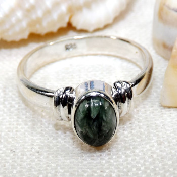 Seraphinite B - BDR963-7X5mm Oval Shape 925 Sterling Silver Small Rings Seraphinite B - BDR963-7X5mm Oval Shape 925 Sterling Silver Small Rings