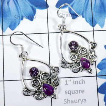 Amethyst cut & Etc O - FLE990-925 Exclusive Sterling Silver Filigree Earrings of Beauti