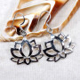 Plain Silver Earring A - PCJ998-Exclusive Lotus Flower Designed 925 Sterling Silver Earri
