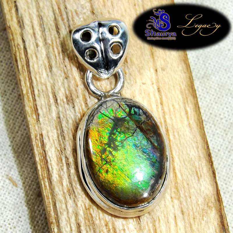 Ammolite A - ALG945-Quizzical Pendants of Precious Geniune Ammolite Gemstone