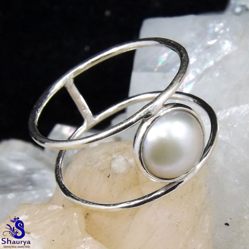 Pearl A - RSS938-Wonderful Rings of Multi Gemstones with 925 Sterling Silv