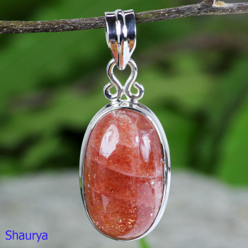 SUN STONE F - SST997-HANDMADE BEAUTIFUL SUN STONE PENDANTS WITH 925 STERLING S