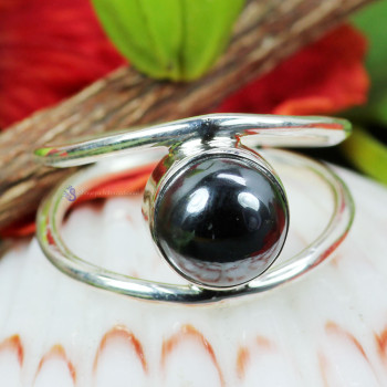 Hematite B - RSS937- LOVELY DESIGNER SINGLE GEMSTONE RINGS MADE IN 925 STERLI