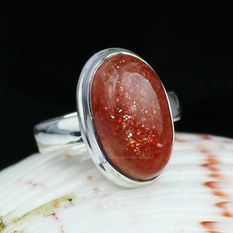 SUN STONE E - SST990- 925 STERLING SILVER BEAUTIFUL SUN STONE RINGS MADE IN IN