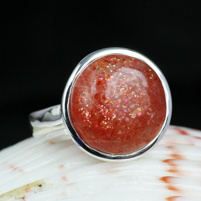 SUN STONE O - SST989- NATURAL SUN STONE WONDERFUL DESIGNER RINGS MADE IN 925 S