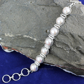 PEARL E - SPB906- EXCLUSIVE CUT & CAB GEMSTONE TRENDY BRACELETS MADE IN 92