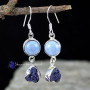 BLUE OPAL & AZURITE DRUZY F - SPE910- FANTASTIC EARRINGS WITH NATURAL TWO GEMSTONE MADE IN 925