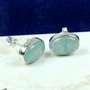 Aquamarine G - SSE890- NATURAL GEMSTONE TRENDY STUD EARRINGS MADE IN 925 STERLI