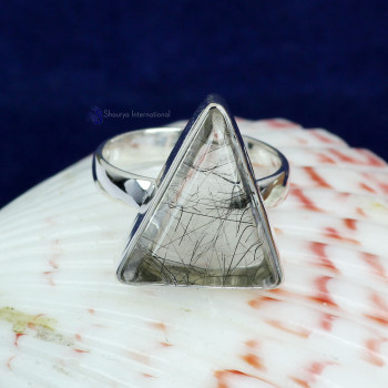BLACK RUTAIL F - PSR825- PRECIOUS GEMSTONE SILVER RINGS WITH 925 STERLING SILVER BLACK RUTAIL F - PSR825- PRECIOUS GEMSTONE SILVER RINGS WITH 925 STERLING SILVER