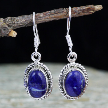 LAPIS F - XSE957- INDIAN FACTORY MADE TRENDY EARRINGS WITH NATURAL GEMSTON