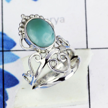 LARIMAR O - BDR957- 925 STERLING SILVER WITH LARIMAR GEMSTONE DESIGNER RINGS