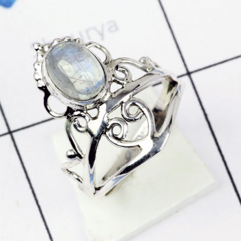 RAINBOW MOONSTONE G - BDR956- EXCLUSIVE NEW COLLECTION OF RAINBOW MOONSTONE RINGS MADE