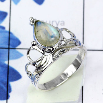 RAINBOW MOONSTONE I - BDR956- EXCLUSIVE NEW COLLECTION OF RAINBOW MOONSTONE RINGS MADE