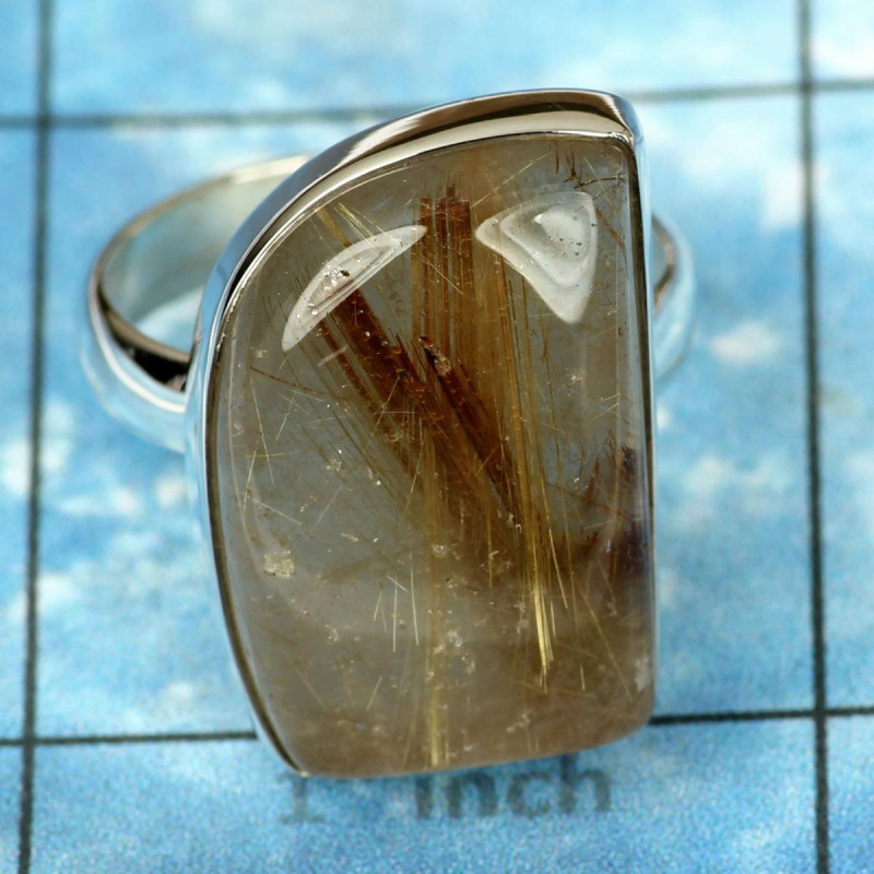 GOLDEN RUTAIL B - PSR822- NATURAL GOLDEN RUTAIL FANCY PLAIN SETTING RINGS MADE IN 