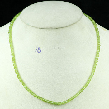 PERIDOT B - BDN960- GENUINE GEMSTONE BEADS BEAUTIFUL NECKLACE MADE IN 925 ST