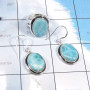 2Pcs Larimar Lot A - CBS979-Wholesale 2Pcs Ring & Earring Lot With Multi Cab Gemstone