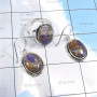 2Pcs Copper In Charoite F - CBS979-Wholesale 2Pcs Ring & Earring Lot With Multi Cab Gemstone