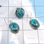 2Pcs Copper Blue Turquoise B - CBS978-Wholesale 2 Pcs Multi Cab Stone Ring & Earring Set With 9