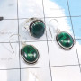 2Pcs Malachite O - CBS978-Wholesale 2 Pcs Multi Cab Stone Ring & Earring Set With 9