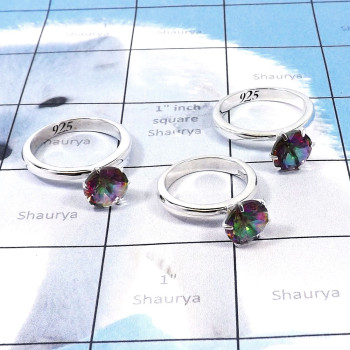 3Pcs Mystic Quartz cut O - SCR878-Wholesale 3Pcs Casting Designer Rings Lot Manufactured 92