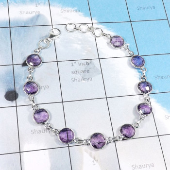 Amethyst Cut F - SBB898-Wonderful Bezal Bracelets With Fabulous Multi Gemstones &