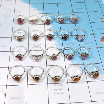 20Pcs Tourmaline Cab A - SVP833-Wholesale 20pcs Designers Rings Lot Manufactured 925 Ster