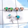 3Pairs Rodhocrosite,Turquoise,Green Turquoise O - SSE871-3Pairs 5mm Round Shape Stud Earrings Wholesale Lot Manufa