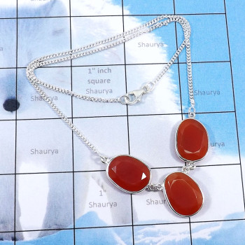 17inch Carnelian Cut A - BZN992-Three Stone Bezal Fabulous Necklaces With Multi Cut Gemst