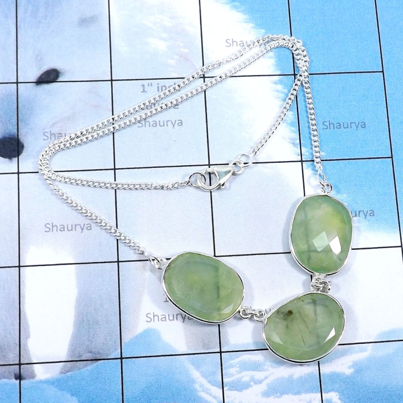 17inch Prynite Cut B - BZN992-Three Stone Bezal Fabulous Necklaces With Multi Cut Gemst