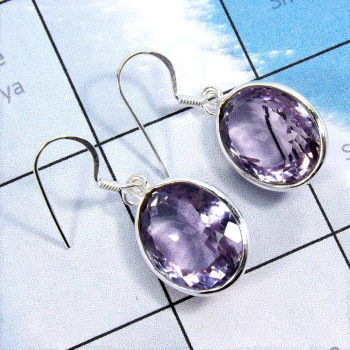Amethyst Cut E - BZE831-Original Amethyst Cut Gemstone Bezel Earrings Manufacture