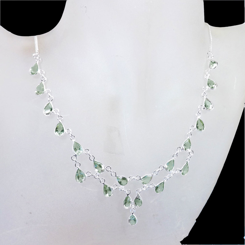 Green Amethyst Cut E - BZN988-Fabulous Designer 925 Solid Sterling Silver  Bezal Neckla