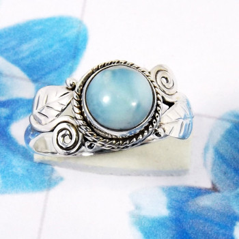 Larimar O - RBS969-925 Sterling Silver Genuine Small Gemstone Lightweight Ri