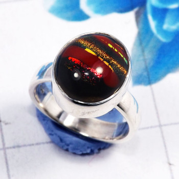 Dichroic Glass O - STK972-925 Sterling Silver Beautiful Dichroic Glass Designer Han