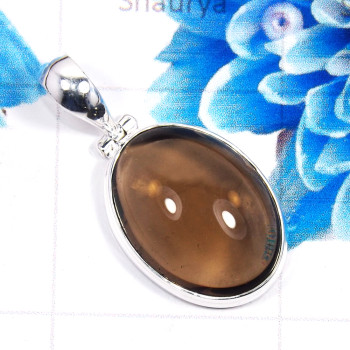 Smokey Cab N - ISP758-925 Sterling Silver Stylish Gemstone Smokey Quartz Fashio