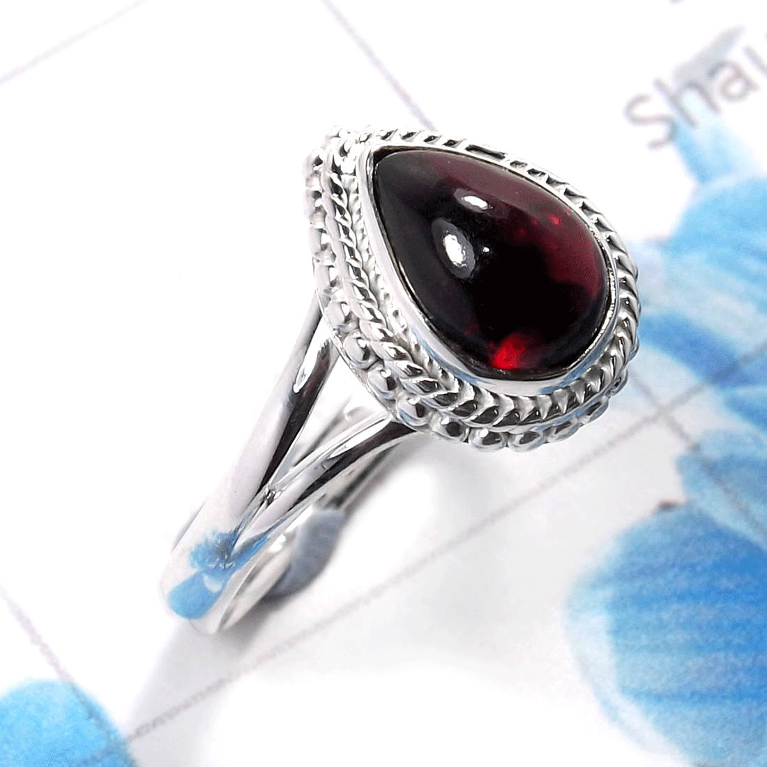 Garnet Cab B - RBS959-925 Sterling Silver Designer Handmade Factory Made Baby R