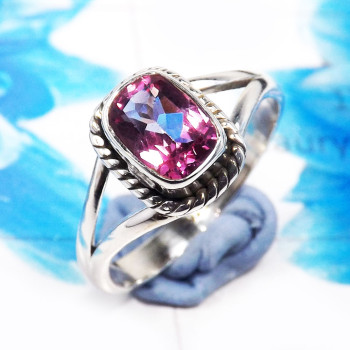 Pink Topaz F - RBS955-Glamorous Gemstone Pink Topaz 925 Sterling Silver Rings