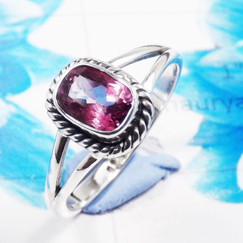 Pink Topaz O - RBS955-Glamorous Gemstone Pink Topaz 925 Sterling Silver Rings