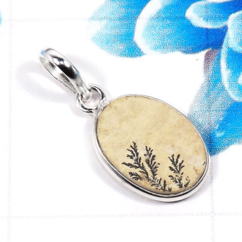 German Psilomelane Dendrite B - BPS957-925 Sterling Silver Charming Factory Handmade Bezel Penda