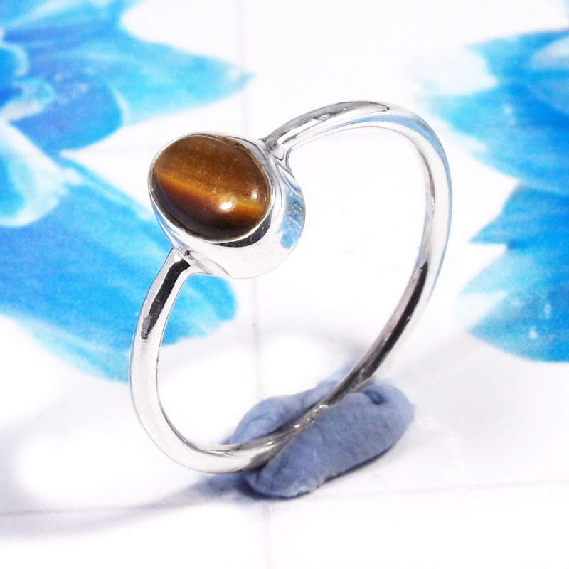 Tiger Eye O - RSS926-925 Sterling Silver Gorgeous Fashionable Preety Design Ri