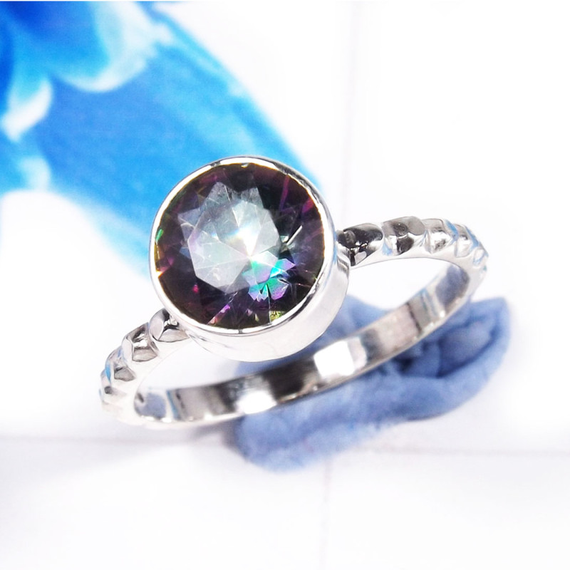 Mystic Quartz E - RSS925-925 Sterling Silver Charming Mystic Quartz Handmade Rings