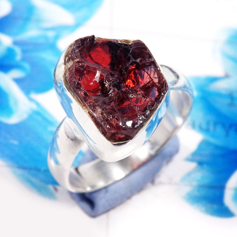 Garnet Rough F - RSS922-Dazzling Rough Stone 925 Sterling Silver Wholesale Rings Garnet Rough F - RSS922-Dazzling Rough Stone 925 Sterling Silver Wholesale Rings